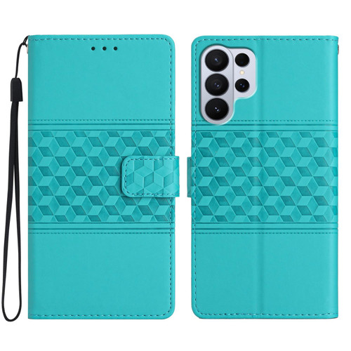 Samsung Galaxy S26 Ultra 5G Diamond Embossed Skin Feel Leather Phone Case - Blue