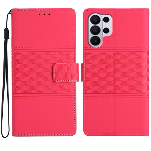 Samsung Galaxy S26 Ultra 5G Diamond Embossed Skin Feel Leather Phone Case - Red