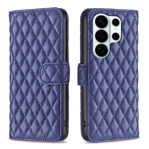 Samsung Galaxy S26 Ultra 5G Diamond Lattice Wallet Flip Leather Phone Case - Blue