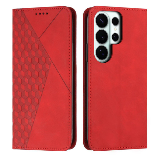 Samsung Galaxy S26 Ultra 5G Diamond Splicing Skin Feel Magnetic Leather Phone Case - Red