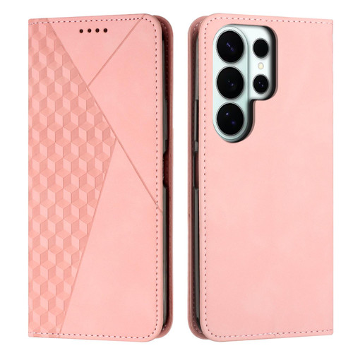 Samsung Galaxy S26 Ultra 5G Diamond Splicing Skin Feel Magnetic Leather Phone Case - Rose Gold