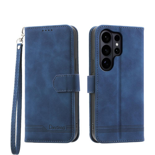 Samsung Galaxy S26 Ultra 5G Dierfeng Dream Line TPU Hybrid PU Leather Phone Case - Blue