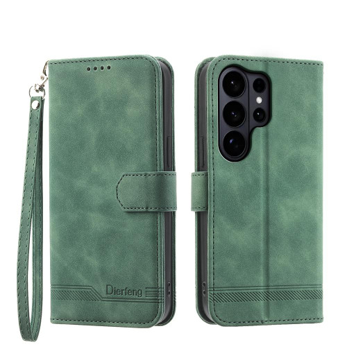 Samsung Galaxy S26 Ultra 5G Dierfeng Dream Line TPU Hybrid PU Leather Phone Case - Green
