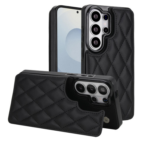 Samsung Galaxy S26 Ultra 5G Double Buckle Rhombic PU Leather Phone Case - Black