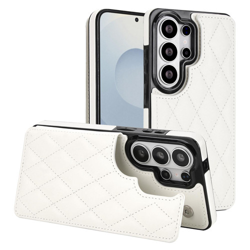 Samsung Galaxy S26 Ultra 5G Double Buckle Rhombic PU Leather Phone Case - White