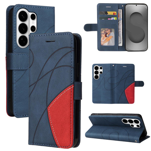 Samsung Galaxy S26 Ultra 5G Dual-color Splicing Flip Leather Phone Case - Blue