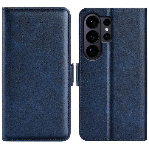 Samsung Galaxy S26 Ultra 5G Dual-side Magnetic Buckle Horizontal Flip Leather Phone Case - Dark Blue