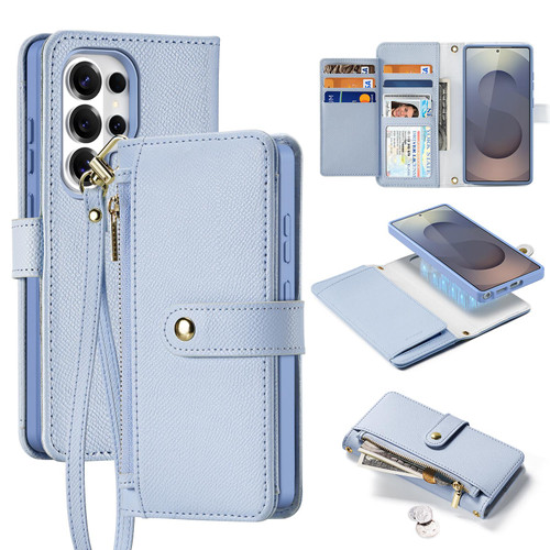 Samsung Galaxy S26 Ultra 5G DUX DUCIS Lawa Series 2 in 1 Wallet Zipper Detachable MagSafe Phone Case with Lanyard - Light Blue