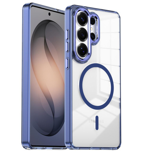 Samsung Galaxy S26 Ultra 5G Electroplated Cat-Eye Frame Magnetic MagSafe Shockproof Phone Case - Blue