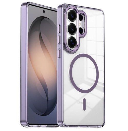 Samsung Galaxy S26 Ultra 5G Electroplated Cat-Eye Frame Magnetic MagSafe Shockproof Phone Case - Purple