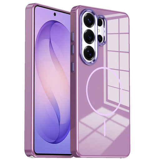 Samsung Galaxy S26 Ultra 5G Electroplated Metal Button Shockproof Magnetic Phone Case - Purple