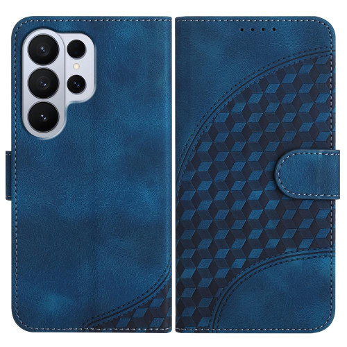 Samsung Galaxy S26 Ultra 5G Elephant Head Embossed Phone Leather Case with Lanyard - Royal Blue