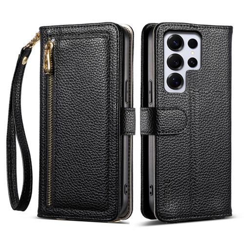 Samsung Galaxy S26 Ultra 5G ESEBLE E11 Colorful Litchi Pattern Zipper Wallet Leather Phone Case - Black