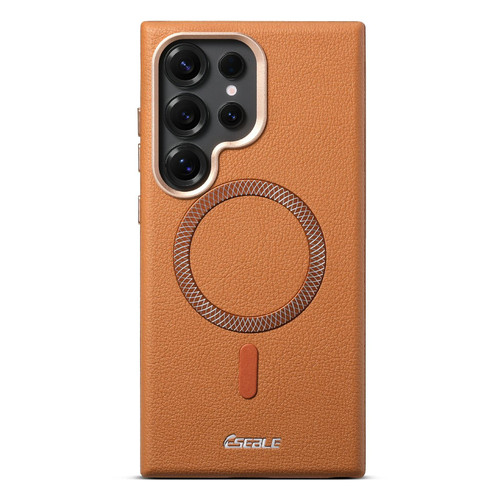 Samsung Galaxy S26 Ultra 5G ESEBLE L2 Litchi Texture Metal Lens Magnetic Phone Case - Brown