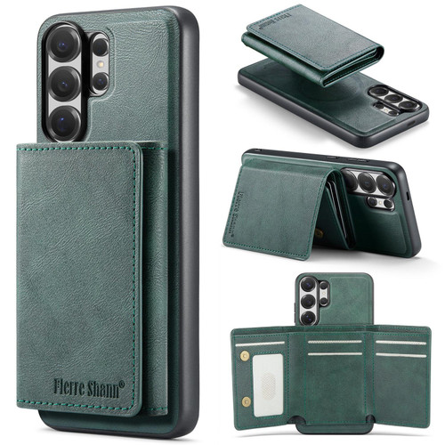 Samsung Galaxy S26 Ultra 5G Fierre Shann 2 in 1 Holder RFID Card Slot Wallet MagSafe Phone Case - Green