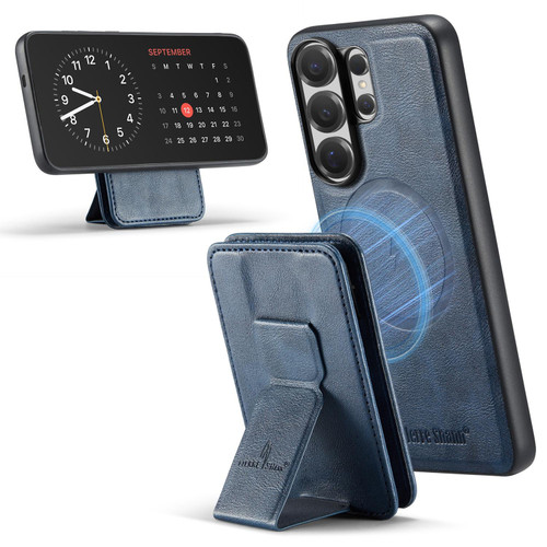 Samsung Galaxy S26 Ultra 5G Fierre Shann FS028 MagSafe RFID Card Holder Back Phone Case - Blue