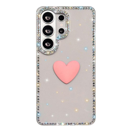 Samsung Galaxy S26 Ultra 5G Flash Rhinestone Double-sided IMD Love Heart Phone Case - Glitter Transparent