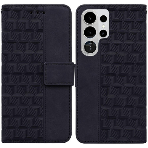 Samsung Galaxy S26 Ultra 5G Geometric Embossed Leather Phone Case - Black