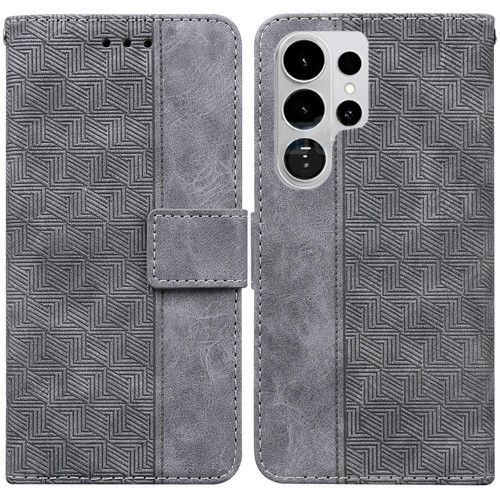 Samsung Galaxy S26 Ultra 5G Geometric Embossed Leather Phone Case - Grey