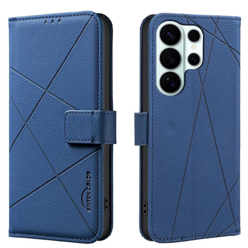 Samsung Galaxy S26 Ultra 5G Geometric Pattern RFID Leather Phone Case - Blue