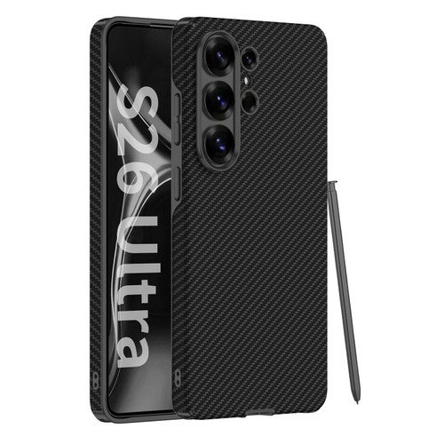 Samsung Galaxy S26 Ultra 5G GKK Curved Vegan Leather Full Coverage Phone Case - Carbon Fiber Black