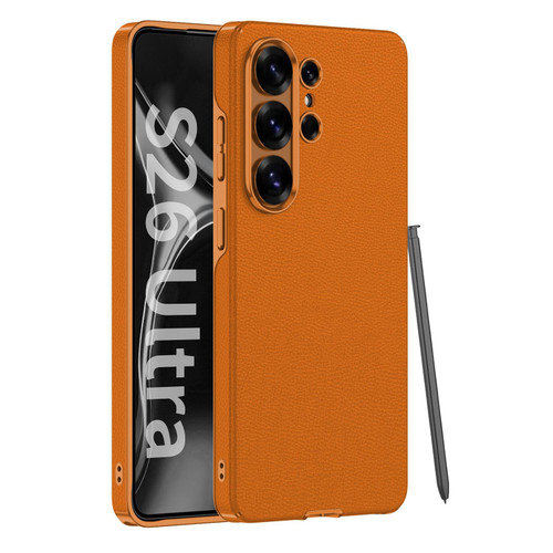 Samsung Galaxy S26 Ultra 5G GKK Curved Vegan Leather Full Coverage Phone Case - Orange