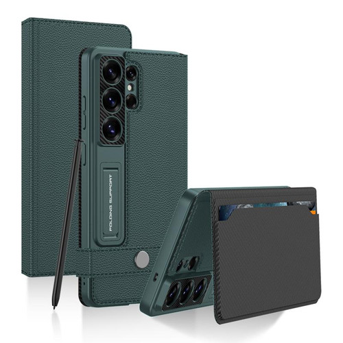 Samsung Galaxy S26 Ultra 5G GKK Flip Wallet Leather Phone Case, Without Pen - Green