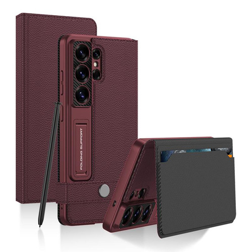 Samsung Galaxy S26 Ultra 5G GKK Flip Wallet Leather Phone Case, Without Pen - Red