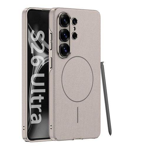 Samsung Galaxy S26 Ultra 5G GKK Four Curves Vegan Leather Magnetic Slim Ring Full Coverage Phone Case - Khaki
