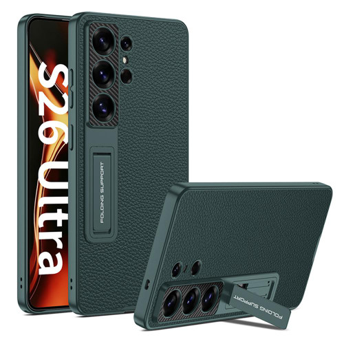 Samsung Galaxy S26 Ultra 5G GKK Leather Mechanical Gear Adjuster Holder Phone Case - Green