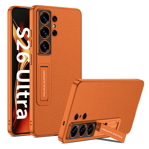 Samsung Galaxy S26 Ultra 5G GKK Leather Mechanical Gear Adjuster Holder Phone Case - Orange