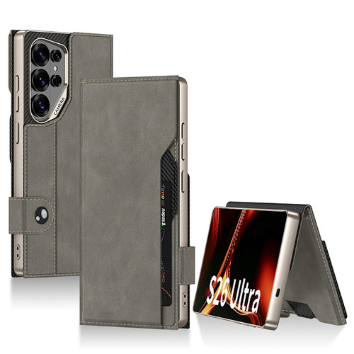 Samsung Galaxy S26 Ultra 5G GKK Matte Leather Large Hole Flip Phone Case - Grey