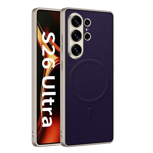 Samsung Galaxy S26 Ultra 5G GKK Metal Paint Skin Feel Leather Magnetic Phone Case - Purple