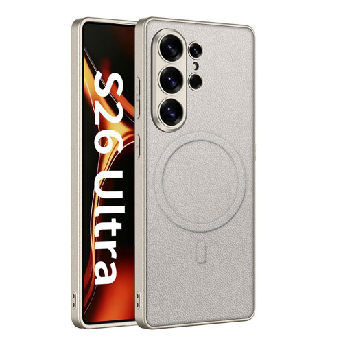 Samsung Galaxy S26 Ultra 5G GKK Metal Paint Skin Feel Leather Magnetic Phone Case - Titanium Gray