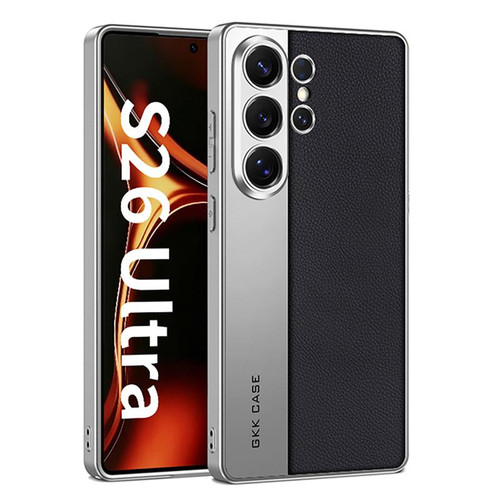 Samsung Galaxy S26 Ultra 5G GKK Plating Leather Leading Style Matte Full Coverage Phone Case - Black