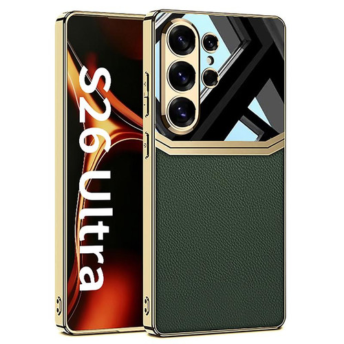 Samsung Galaxy S26 Ultra 5G GKK Plating TPU + Leather Lens Protection Full Coverage Phone Case - Green