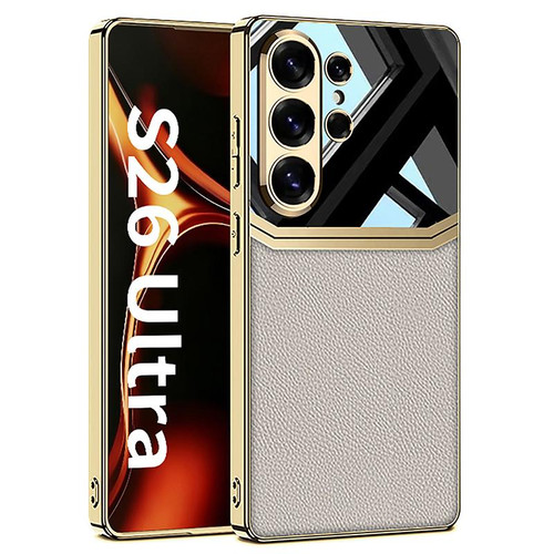 Samsung Galaxy S26 Ultra 5G GKK Plating TPU + Leather Lens Protection Full Coverage Phone Case - Titanium Gray