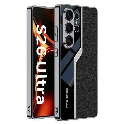 Samsung Galaxy S26 Ultra 5G GKK Plating TPU + Leather Supercar Full Coverage Phone Case - Black