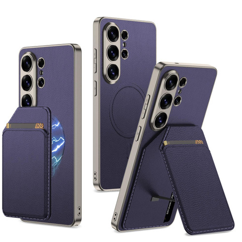 Samsung Galaxy S26 Ultra 5G GKK Skin Feel Leather Magnetic Card Bag Holder Split Phone Case - Purple
