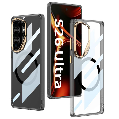 Samsung Galaxy S26 Ultra 5G GKK Space Series Airbag Full Coverage Magnetic Phone Case - Transparent Black Gold
