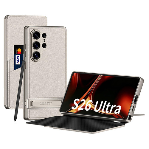 Samsung Galaxy S26 Ultra 5G GKK Triumph Ultra-Thin Flip Leather Case without Pen - Grey