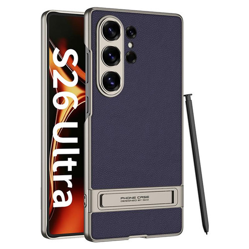 Samsung Galaxy S26 Ultra 5G GKK Triumph Ultra-Thin Plain Leather Phone Case with Holder - Purple