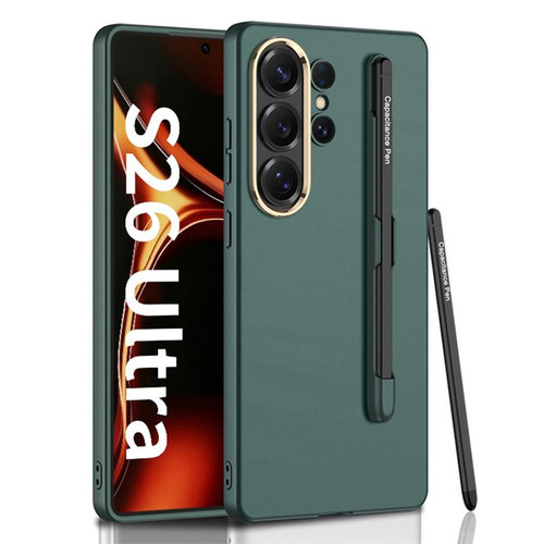 Samsung Galaxy S26 Ultra 5G GKK Ultra-thin Full Coverage PC Phone Case with Pen Slot & Stylus - Forest Green