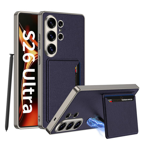 Samsung Galaxy S26 Ultra 5G GKK Ultra-thin Leather Card Slots Phone Case With Magnetic Holder - Purple