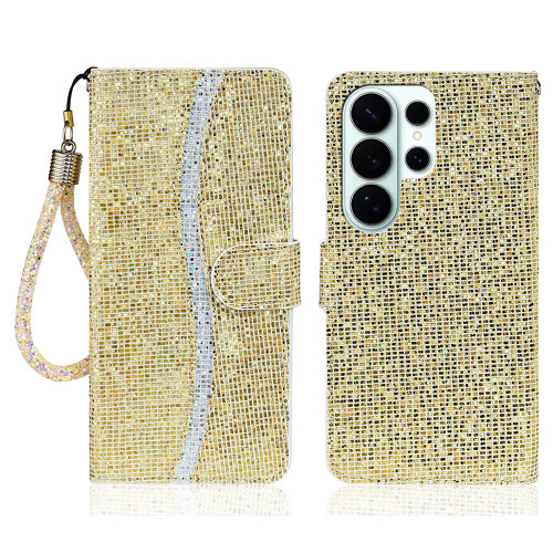 Samsung Galaxy S26 Ultra 5G Glitter Powder Filp Leather Phone Case - Gold