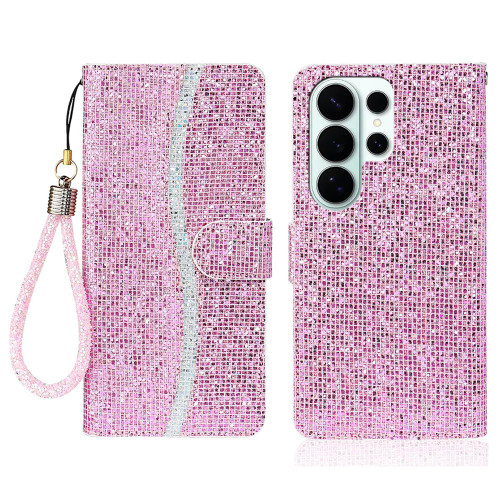 Samsung Galaxy S26 Ultra 5G Glitter Powder Filp Leather Phone Case - Pink