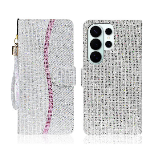 Samsung Galaxy S26 Ultra 5G Glitter Powder Filp Leather Phone Case - Silver