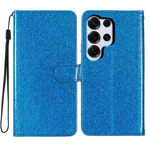 Samsung Galaxy S26 Ultra 5G Glitter Powder Flip Leather Phone Case - Blue