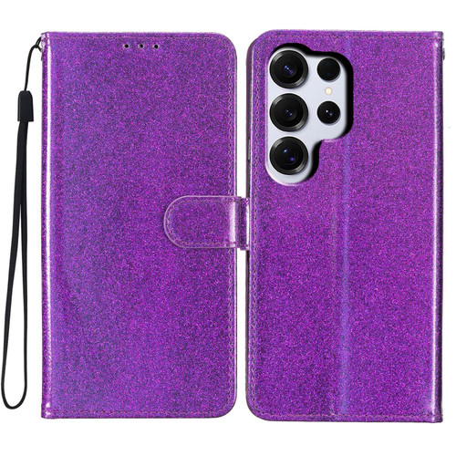 Samsung Galaxy S26 Ultra 5G Glitter Powder Flip Leather Phone Case - Purple