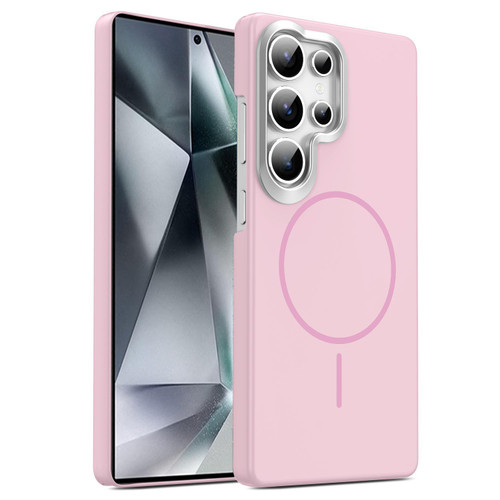 Samsung Galaxy S26 Ultra 5G Gold Armor PC Thin Circle MagSafe Shockproof Phone Case - Pink